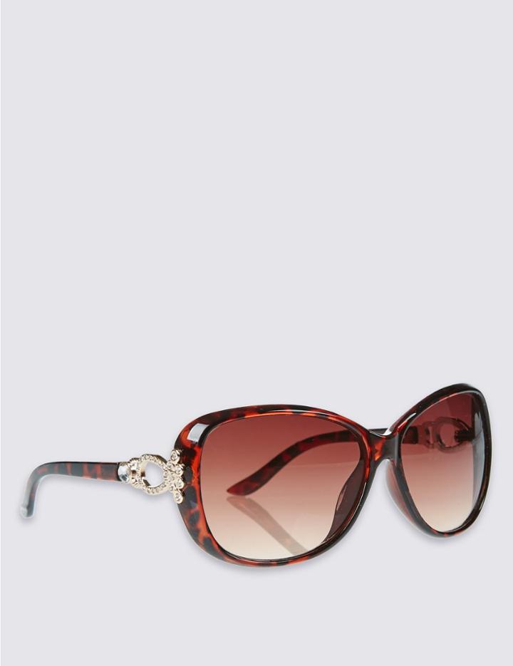 Marks & Spencer Embellished Oversized Sunglasses Brown Mix