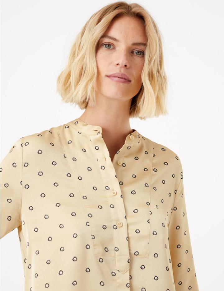 Marks & Spencer Ditsy Print Longline Shirt Honey Mix