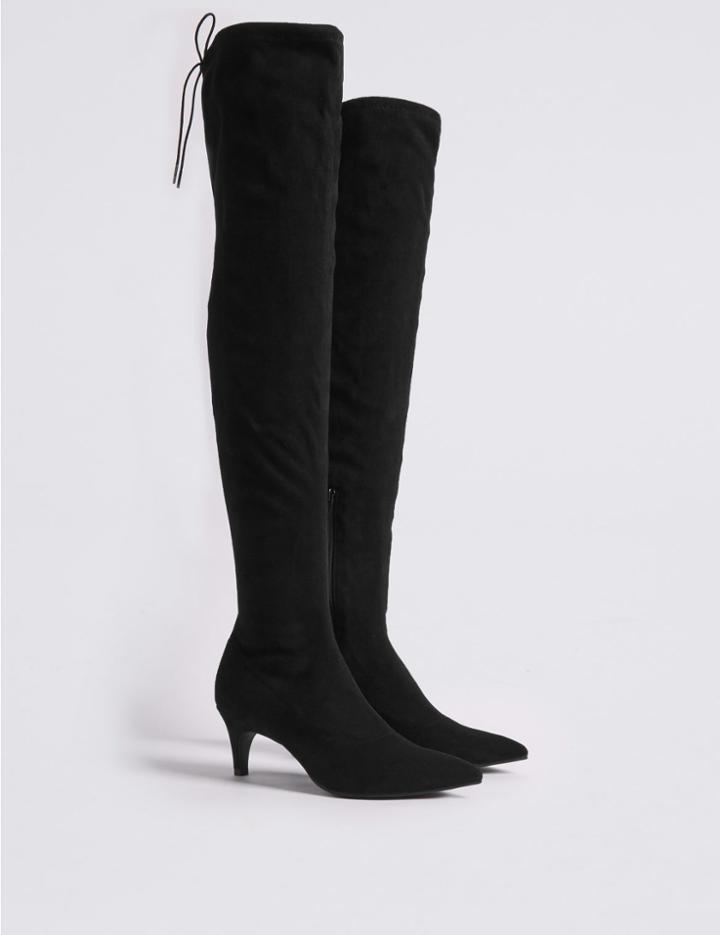 Marks & Spencer Kitten Heel Side Zip Over The Knee Boots Black
