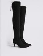 Marks & Spencer Kitten Heel Side Zip Over The Knee Boots Black