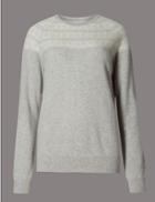 Marks & Spencer Pure Cashmere Crew Neck Jumper Silver Grey