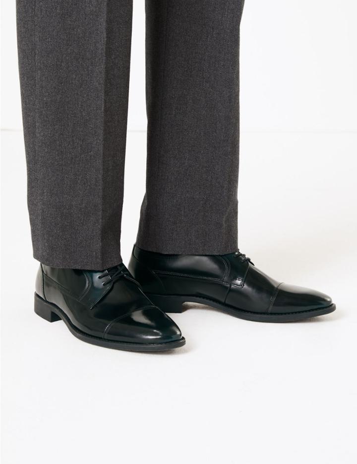 Marks & Spencer Leather Toecap Derby Shoes Dark Green