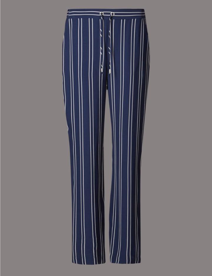 Marks & Spencer Bold Stripe Straight Leg Joggers Navy Mix