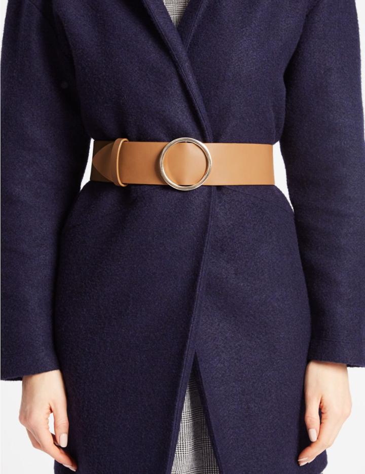 Marks & Spencer Faux Leather Round Buckle Waist Belt Camel