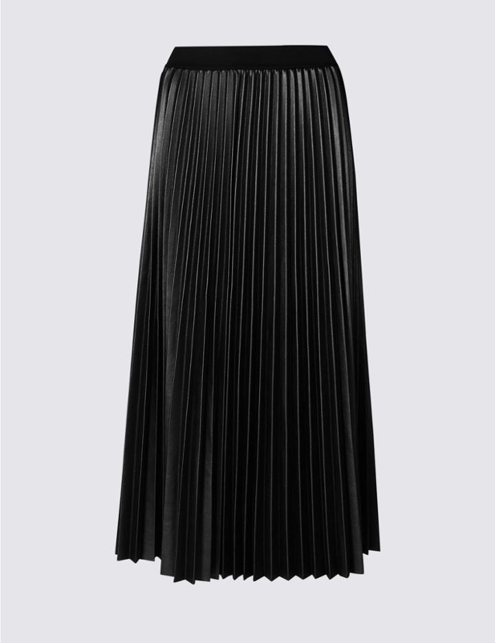 Marks & Spencer Pleated Midi Skirt Black