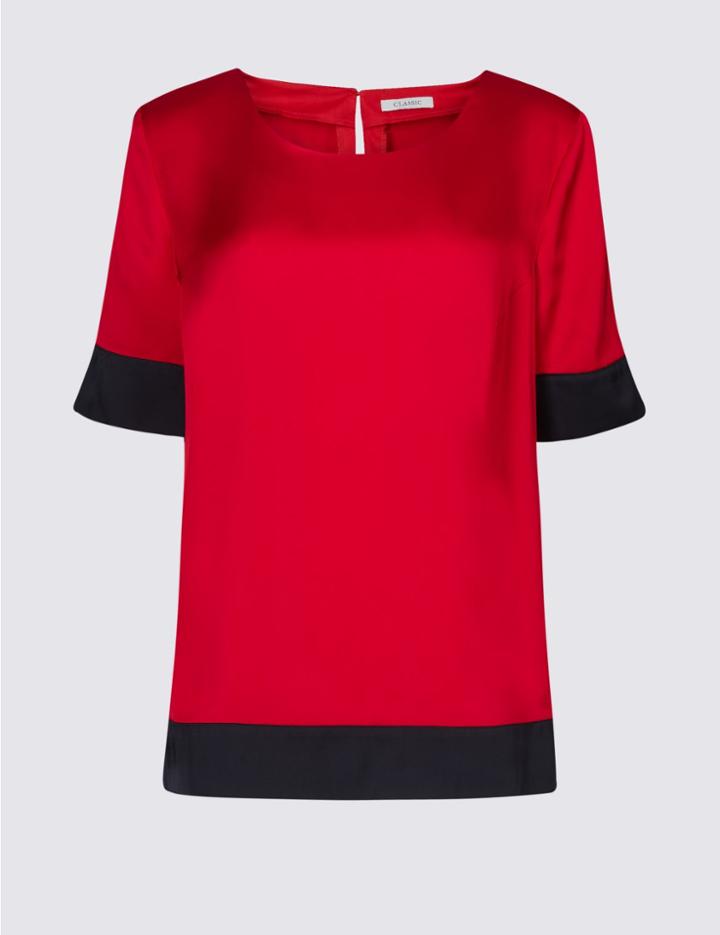 Marks & Spencer Colour Block Double Layered Shell Top Red