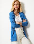 Marks & Spencer Pure Cotton Open Front Cardigan Medium Blue