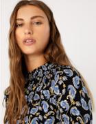 Marks & Spencer Paisley Print Long Sleeve Top Black Mix