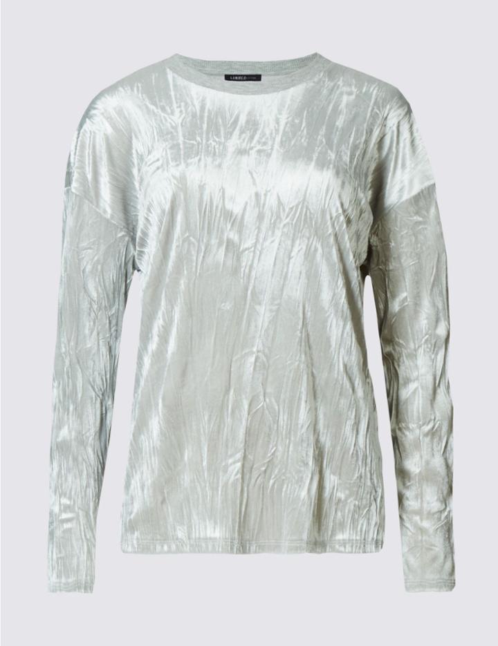 Marks & Spencer Crushed Velvet Long Sleeve Sweatshirt Grey