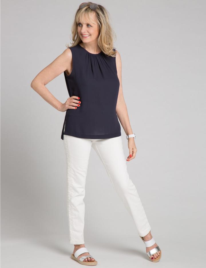 Marks & Spencer Tie Back Round Neck Sleeveless Tunic Indigo