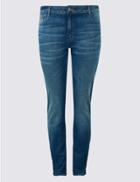 Marks & Spencer Plus Straight Leg Mid Rise Jeans Medium Indigo