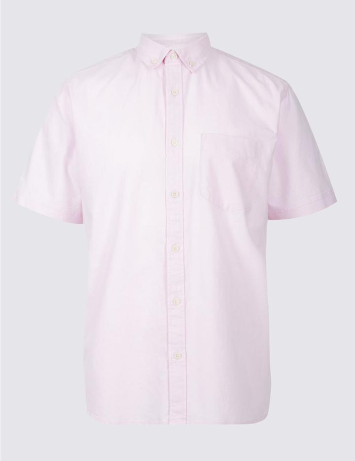 Marks & Spencer Pure Cotton Shirt With Pocket Peach