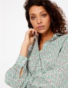 Marks & Spencer Pure Cotton Floral Shirt Teal Mix