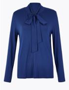 Marks & Spencer Fitted Bow Detail Top Rich Blue