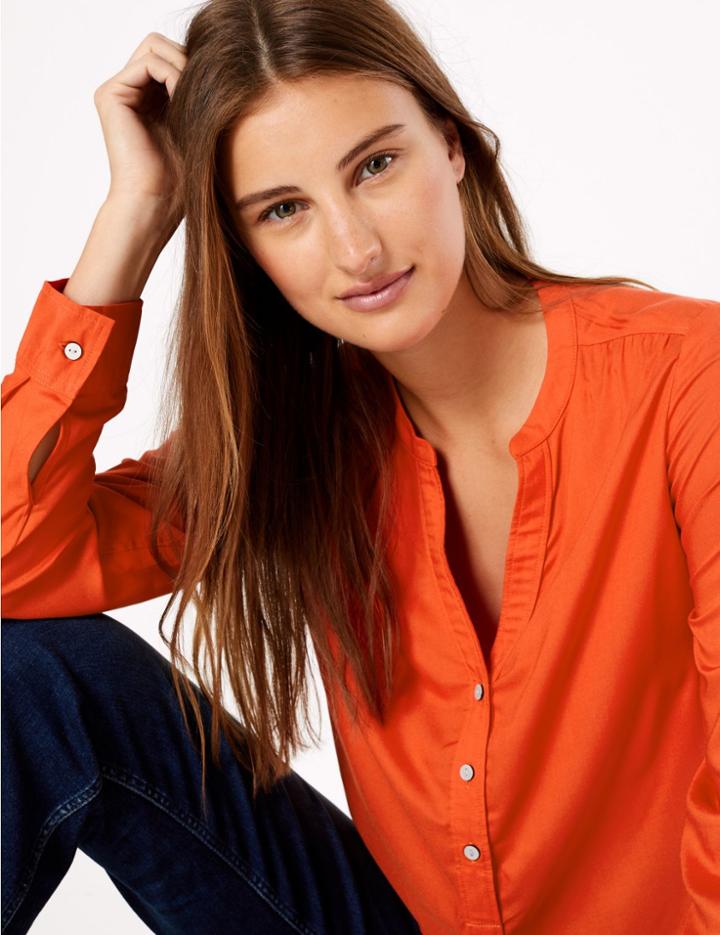 Marks & Spencer Gathered Shoulder Popover Blouse Orange