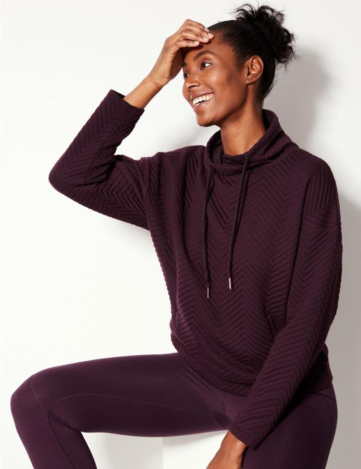 Marks & Spencer Quick Dry Long Sleeve Sweatshirt Blackcurrant