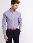 Marks & Spencer Pure Cotton Easy To Iron Oxford Shirt Lilac Mix