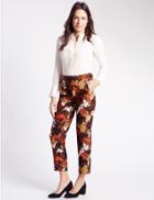 Marks & Spencer Smudge Print Straight Leg Trousers Brown Mix