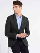 Marks & Spencer Pure Wool Charcoal Textured Slim Fit Jacket Charcoal