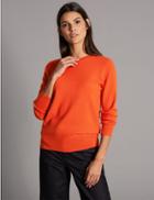 Marks & Spencer Pure Cashmere Ribbed Round Neck Jumper Dark Orange