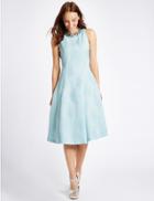 Marks & Spencer Textured Jewel Neck Prom Skater Dress Pale Blue
