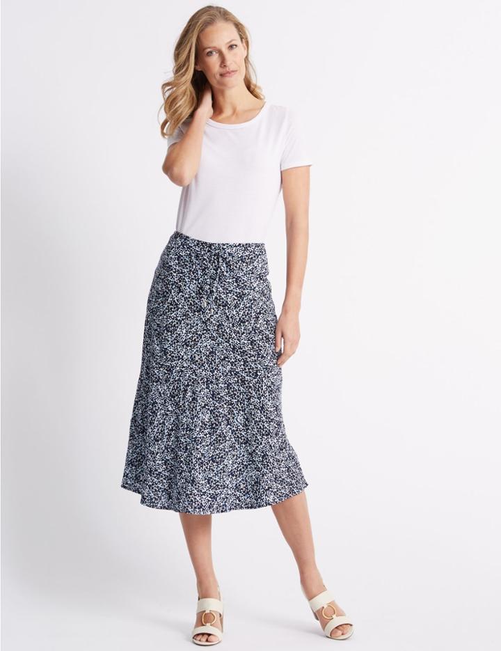 Marks & Spencer Printed Full Maxi Skirt Navy Mix