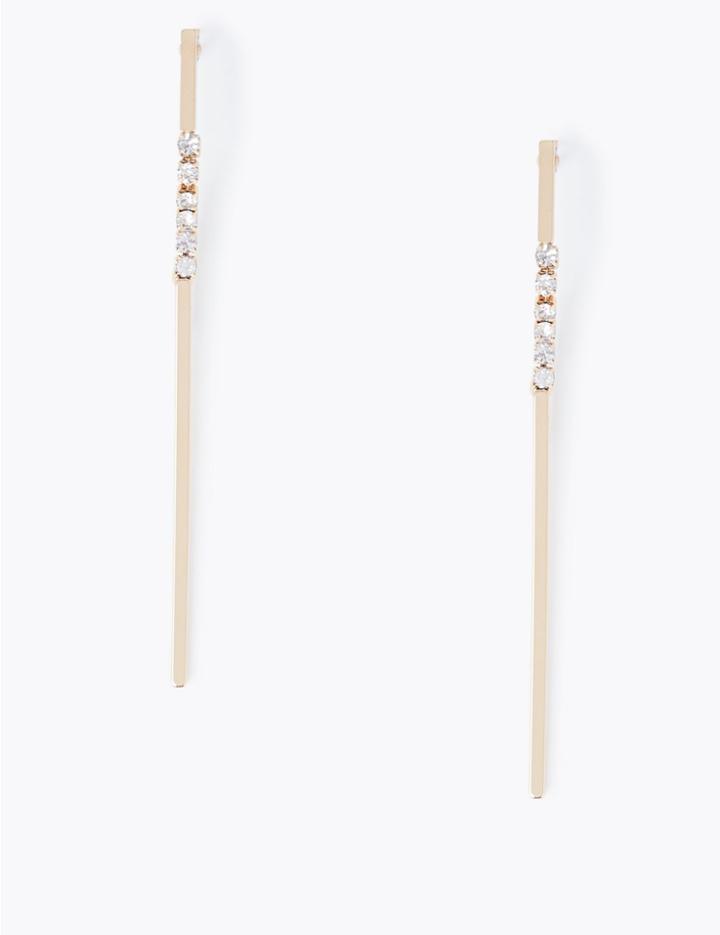Marks & Spencer Crystal Stick Drop Earrings Gold Mix