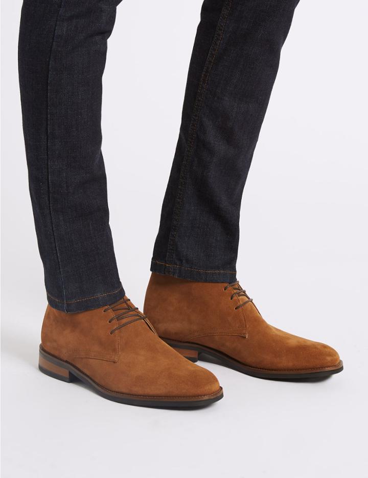 Marks & Spencer Suede Lace-up Chukka Boots Tan
