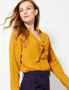 Marks & Spencer V-neck Longline Long Sleeve Blouse Ochre