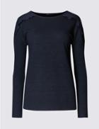 Marks & Spencer Petite Ruffle Shoulder Jersey Top Ivory