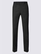 Marks & Spencer Tailored Fit Pure Wool Textured Trousers Black