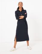 Marks & Spencer Crepe Belted Midi Shirt Dress Navy