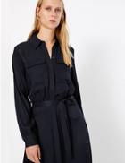 Marks & Spencer Tie Front Shirt Midi Dress Navy