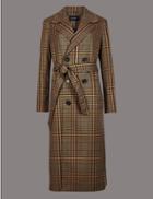 Marks & Spencer Checked Trench Coat Brown Mix