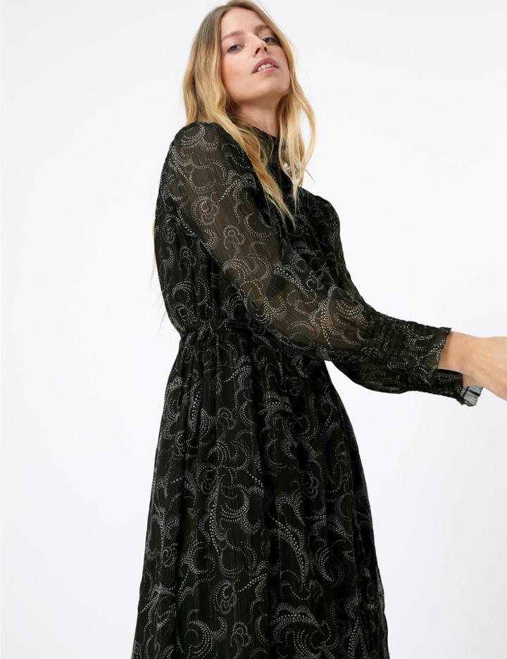 Marks & Spencer Swirl Print Belted Relaxed Midi Dress Black Mix