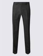 Marks & Spencer Regular Fit Textured Flat Front Trousers Charcoal