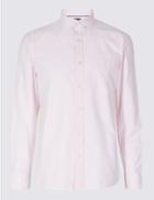 Marks & Spencer Pure Cotton Striped Oxford Shirt Pink Mix