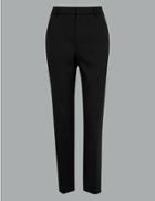Marks & Spencer Slim Leg Ankle Grazer Trousers With Wool Black