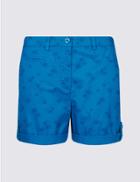 Marks & Spencer Pure Cotton Palm Print Casual Shorts Blue Mix
