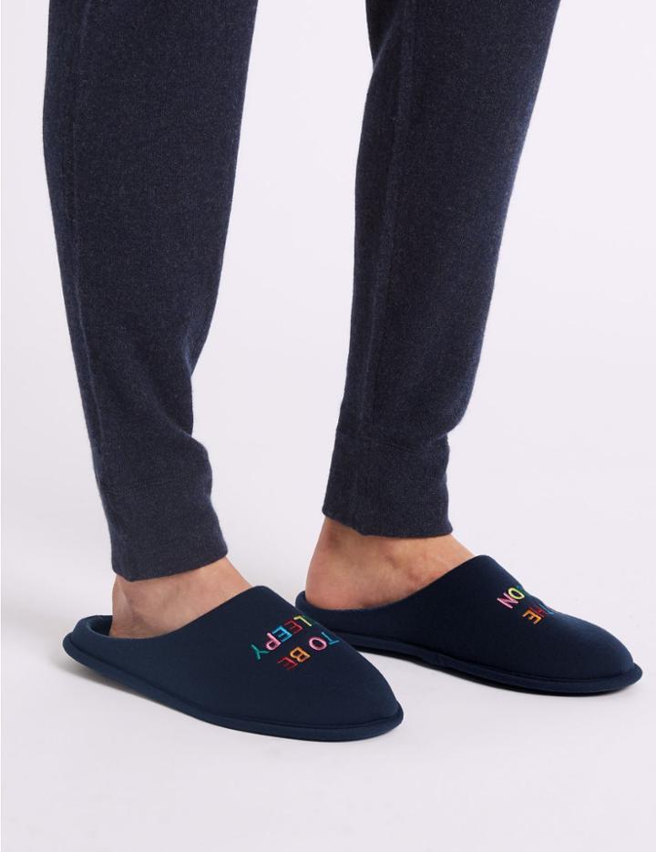 Marks & Spencer Christmas Slip-on Mule Slippers Navy Mix