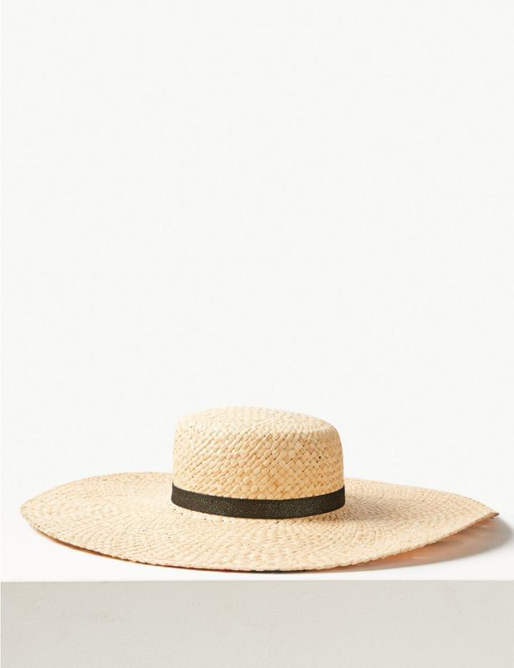 Marks & Spencer Printed Brim Flat Top Sun Hat Natural Mix
