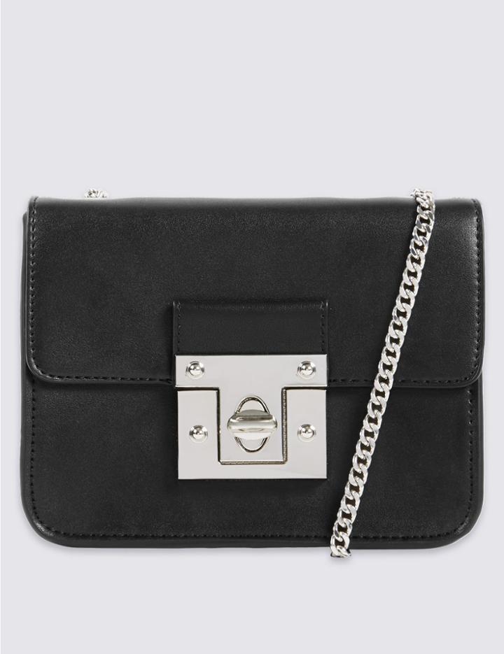 Marks & Spencer Faux Leather Twist Lock Bag Black