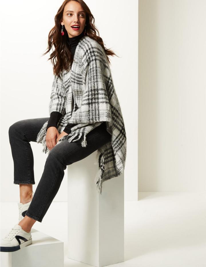 Marks & Spencer Checked Wrap Black Mix