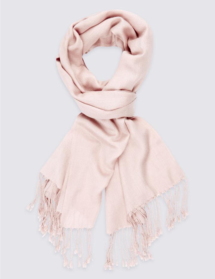 Marks & Spencer Modal Blend Scarf With Wool Blush