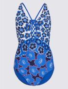Marks & Spencer Secret Slimming&trade; Floral Print Swimsuit Blue Mix