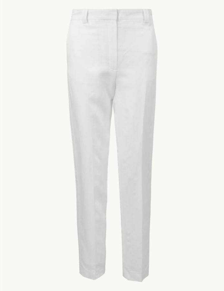 Marks & Spencer Relaxed Straight Leg Trousers Winter White