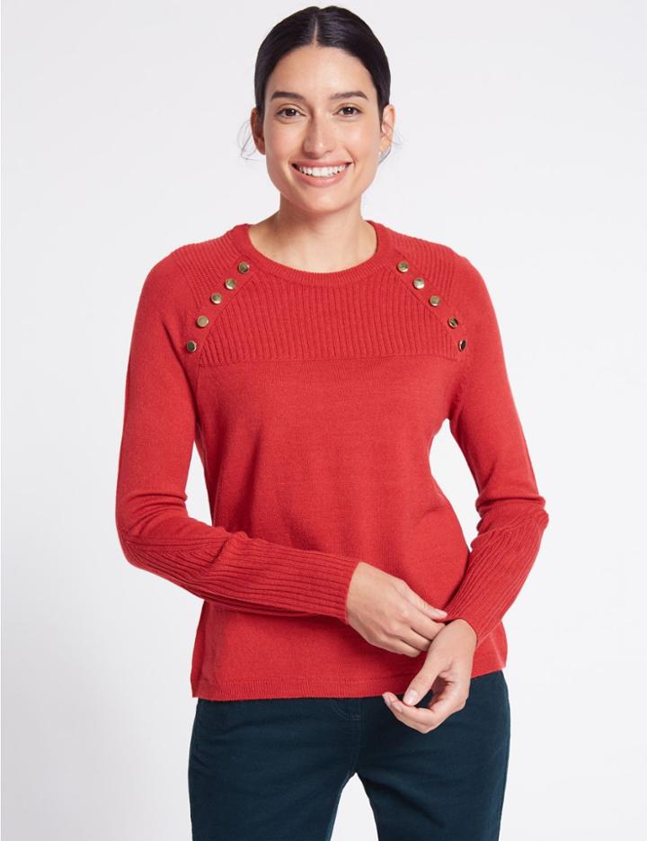 Marks & Spencer Cashmilon&trade; Button Shoulder Jumper Red Mix