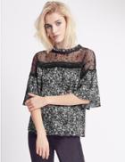 Marks & Spencer Pure Modal Printed Half Sleeve Shell Top Black Mix