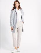 Marks & Spencer Textured Open Front Coat Grey