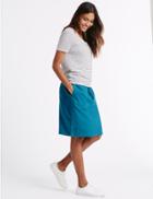 Marks & Spencer Linen Rich Straight Mini Skirt Teal